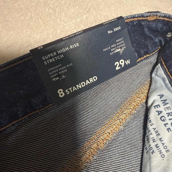 American Eagle Outfitters Super High Rise Stretch Straight Leg Blue Jeans - Picture 4 of 11